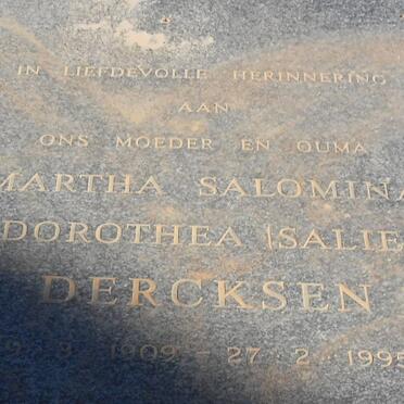 DERCKSEN Martha Salomina Dorothea 1909-1995