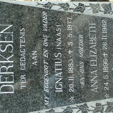 DERKSEN Ignatius 1893-1977 &amp; Anna Elizabeth 1896-1982