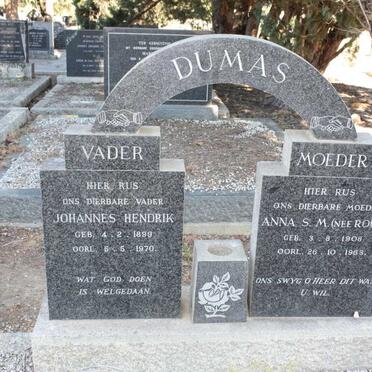 DUMAS Johannes Hendrik, du 1899-1970 &amp; Anna S.M. ROUX 1908-1963