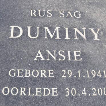 DUMINY Ansie nee VISAGIE 1941-2002