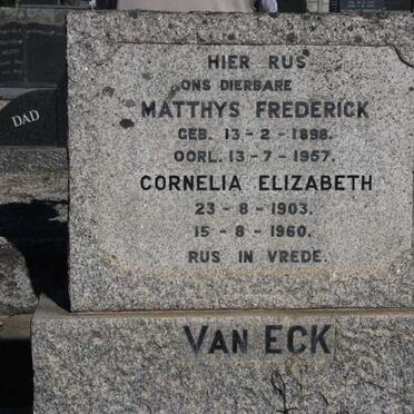 ECK Matthys Frederick, van 1898-1957 &amp; Cornelia Elizabeth 1903-1960