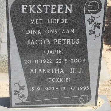 EKSTEEN Jacob Petrus 1922-2004 &amp; Albertha H.J. 1929-1993