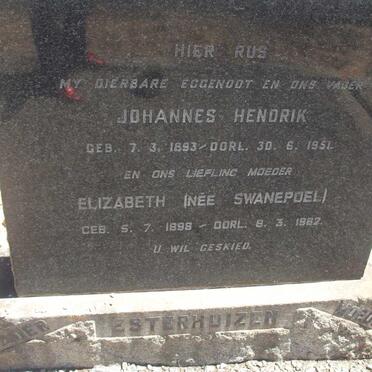 ESTERHUIZEN Johannes Hendrik 1893-1951 &amp; Elizabeth SWANEPOEL 1898-1962