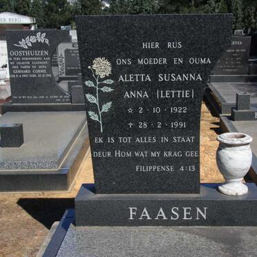 FAASEN Aletta Susanna Anna 1922-1991
