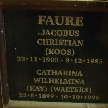 FAURE Jacobus Christian 1903-1985 &amp; Catharina Wilhelmina WALTERS 1899-1996