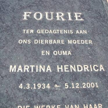 FOURIE Martina Hendrica 1934-2001