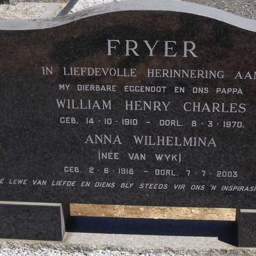 FRYER William Henry Charles 1910-1970 &amp; Anna Wilhelmina VAN WYK 1918-2003