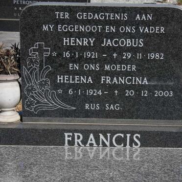 FRANCIS Henry Jacobus 1921-1982 &amp; Helena Francina 1924-2003