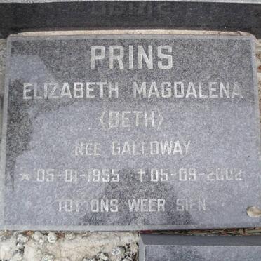 GALLOWAY Johannes F.C. 1923-1977 :: PRINS Elizabeth Magdalena nee GALLOWAY 1955-2002