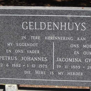 GELDENHUYS Petrus Johannes 1882-1975 &amp; Jacomina Gysbertha 1889-1985