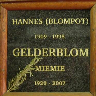 GELDERBLOM Hannes 1909-1998 &amp; Miemie 1920-2007