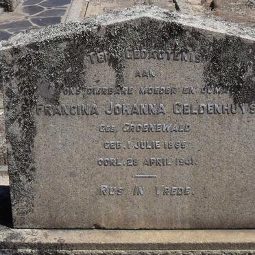 GELDENHUYS Francina Johanna nee GROENEWALD 1865-1941