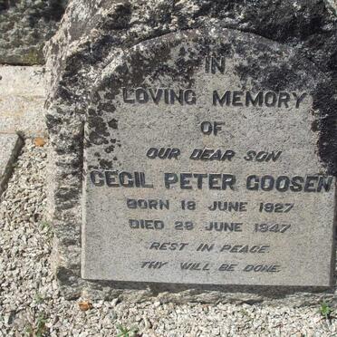 GOOSEN Cecil Peter 1927-1947