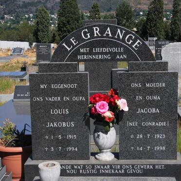 GRANGE Louis Jakobus, le 1915-1994 &amp; Jacoba CONRADIE 1923-1998