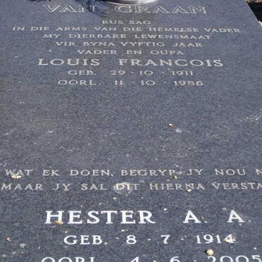 GRAAN Louis Francois, van 1911-1986 &amp; Hester A.A. 1914-2005