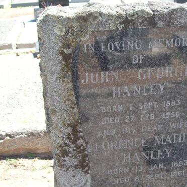 HANLEY John George 1883-1950 &amp; Florence Matilda 1883-1961