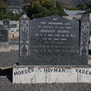 HAYMAN Johannes Jacobus 1889-1957 &amp; Susanna M.M. MYNHARDT 1904-1960
