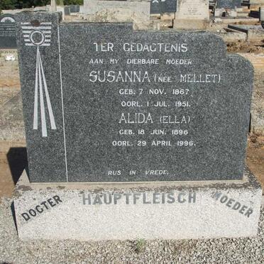 HAUPTFLEISCH Alida 1896-1996 :: Susanna nee MELLET 1867-1951