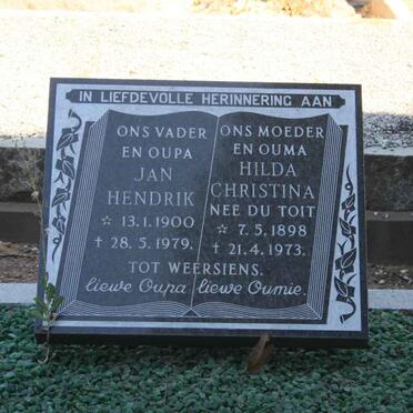 HARMSE Jan Hendrik 1900-1979 &amp; Hilda Christina DU TOIT 1898-1973