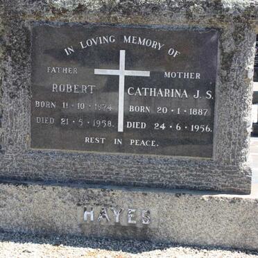 HAYES Robert 1874-1958 &amp; Catharina J.S. 1887-1956