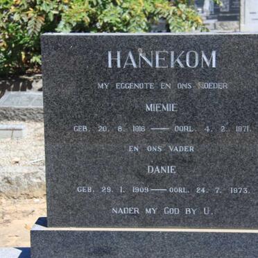 HANEKOM Danie 1909-1973 &amp; Miemie 1916-1971