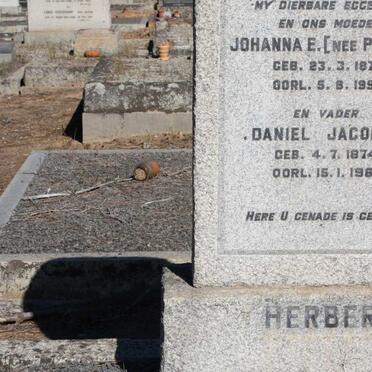 HERBERT Daniel Jacobus 1874-1961 &amp; Johanna E. PEPLER 1873-1950