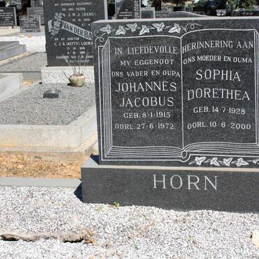HORN Johannes Jacobus 1915-1972 &amp; Sophia Dorethea 1928-2000