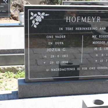 HOFMEYR Jozua G. 1913-1994 &amp; H.S. 1906-1983