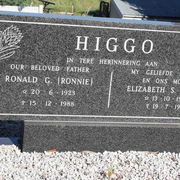 HIGGO Ronald G. 1923-1988 &amp; Elizabeth S. 1927-1981