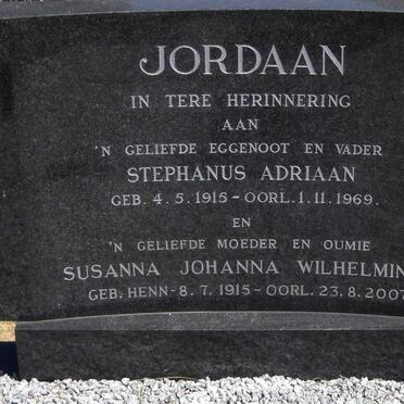 JORDAAN Stephanus Adriaan 1915-1969 &amp; Susanna Johanna Wilhelmina HENN 1915-2007