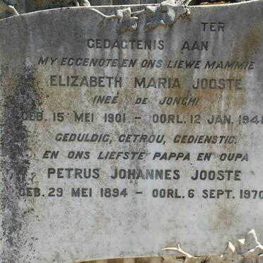JOOSTE Petrus Johannes 1894-1970 &amp; Elizabeth Maria DE JONGH 1901-1948
