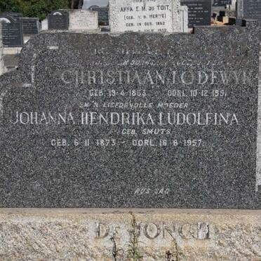 JONGH Christiaan Lodewyk, de 1853-1991 &amp; Johanna Hendrika Ludolfina SMUTS 1873-1957
