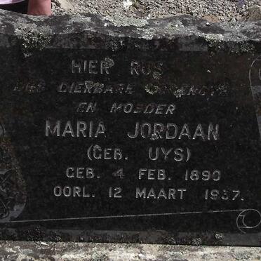 JORDAAN Maria nee UYS 1890-1937