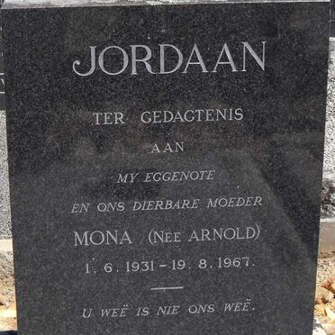 JORDAAN Mona nee ARNOLD 1931-1967