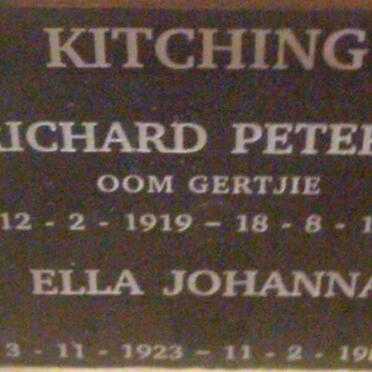 KITCHING Richard Peter J. 1919-1995 &amp; Ella Johanna 1923-1985