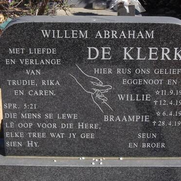 KLERK Willem Abraham. de 1952-1997 :: DE KLERK Braampie, 1981-1997