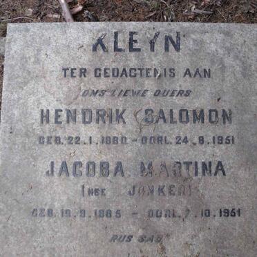 KLEYN Hendrik Salomon 1880-1951 &amp; Jacoba Martina JONKER 1885-1951