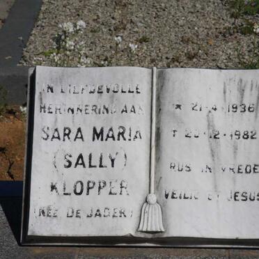 KLOPPER Sara Maria nee DE JAGER 1936-1982
