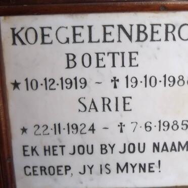 KOEGELENBERG Boetie 1919-1988 &amp; Sarie 1924-1985