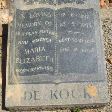 KOCK Maria Elizabeth, de nee BARNARD 1897-1953  
