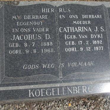 KOEGELENBERG Jacobus D. 1888-1962 &amp; Catharina J.S. VAN DYK 1892-1977