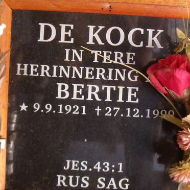 KOCK Bertie, de 1921-1999