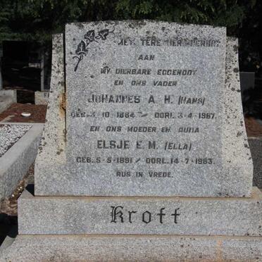 KROFF Johannes A.H. 1884-1967 &amp; Elsje E.M. 1891-1983