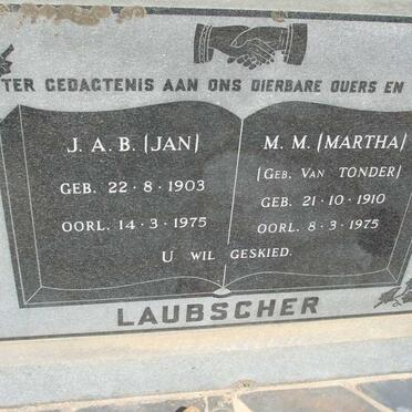 LAUBSCHER J.A.B. 1903-1975 & M.M. Martha VAN TONDER 1910-1975