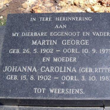 LINGENFELDER Martin George 1902-1973 & Johanna Carolina RITTER 1902-1982