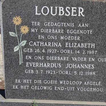 LOUBSER Everhardus Johannes 1923-1988 & Catharina Elizabeth 1927-1987