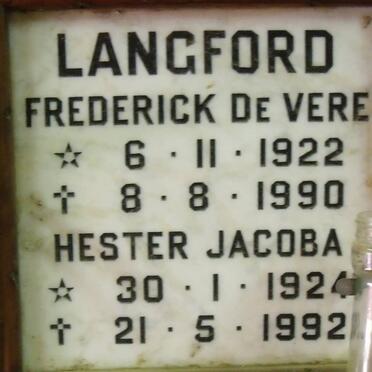 LANGFORD Frederick de Vere 1922-1990 Hester Jacoba 1924-1992