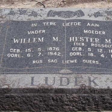 LUDEK Willem M. 1876-1942 & Hester H.M. ROSSOUW 1882-1964