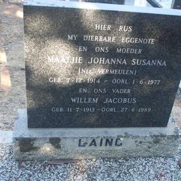 LAING Willem Jacobus 1913-1989 & Maatjie Johanna Susanna VERMEULEN 1914-1977
