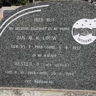 LOUW Jan M.K. 1908-1957 & Hester J. MEYER 1908-1980